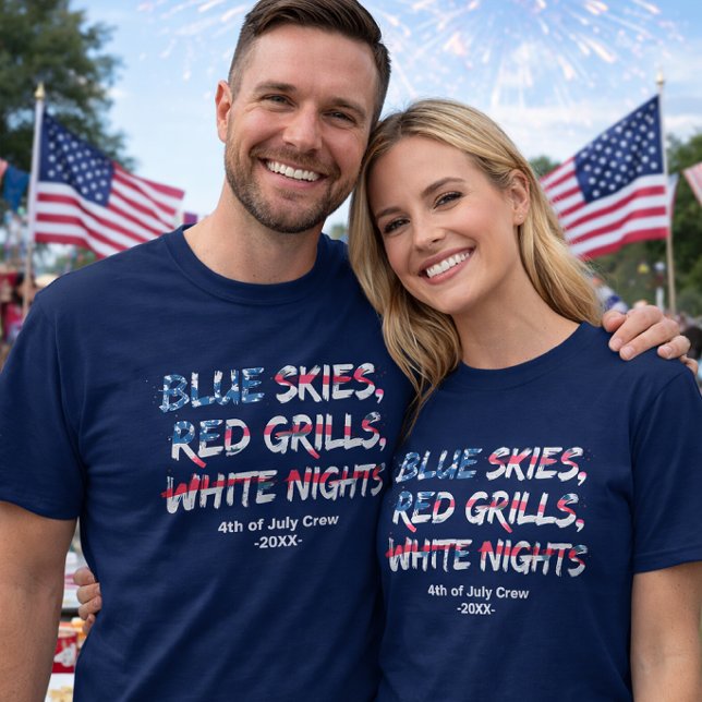 Red White Blue Flag 4th of July Family Crew  T-Shirt (Creator Uploaded)