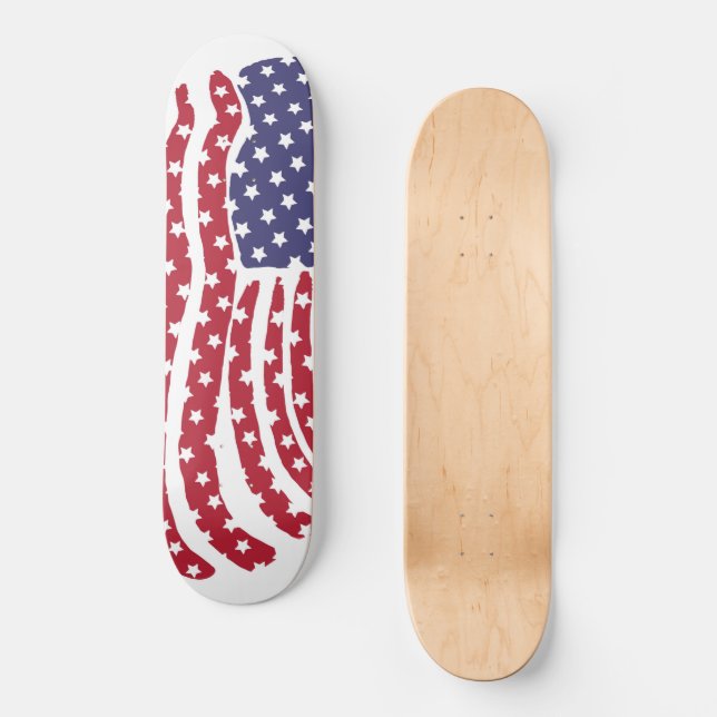 Red White Blue Flag Design Skateboard Deck (Front)