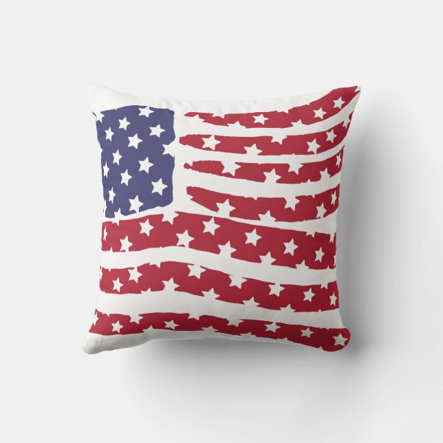 Red White Blue Flag Design Square Throw Pillow (Back)