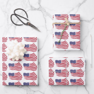 Red White Blue Flag Design Wrapping Paper Sheet