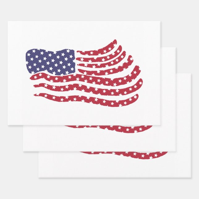 Red White Blue Flag Design Wrapping Paper Sheet (Set)