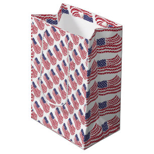 Red White Blue Flag Pattern Design Medium Gift Bag