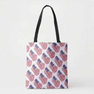 Red White Blue Flag Pattern Design Tote Bag