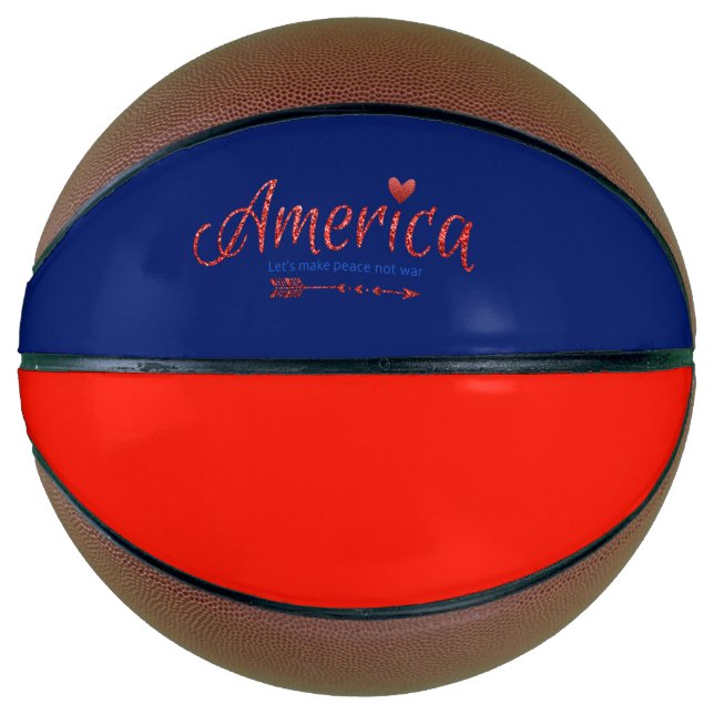 Red, white, blue, flag, stars, arrows, 4th of July Basketball (Front)