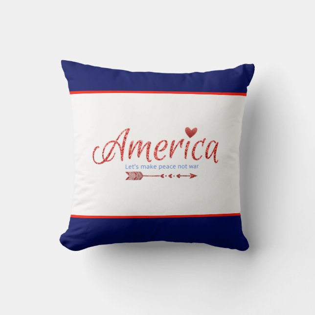Red, white, blue, flag, stars, arrows, 4th of July Cushion (Front)