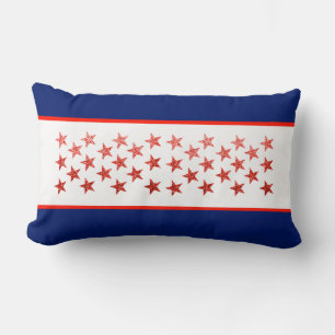 Red, white, blue, flag, stars, arrows, 4th of July Lumbar Cushion