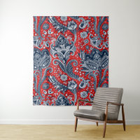 Red White & Blue Floral Paisley Bohemian Boho