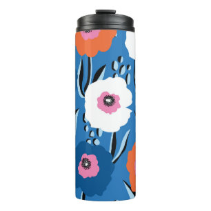 Red White Blue: Floral Scandinavian. Thermal Tumbler