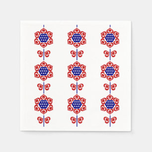 Red White Blue Flower Patriotic Design Napkin
