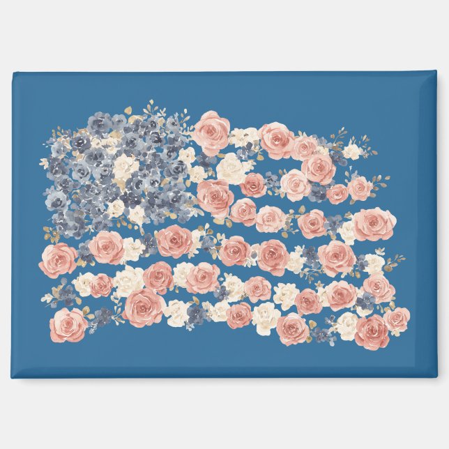 Red White Blue Flowers Magnet (Front)
