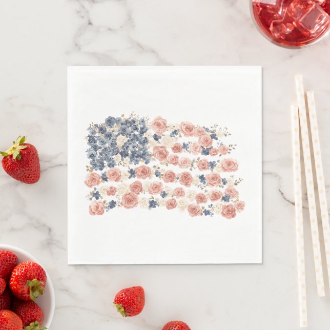 Red White Blue Flowers Napkin (Insitu)