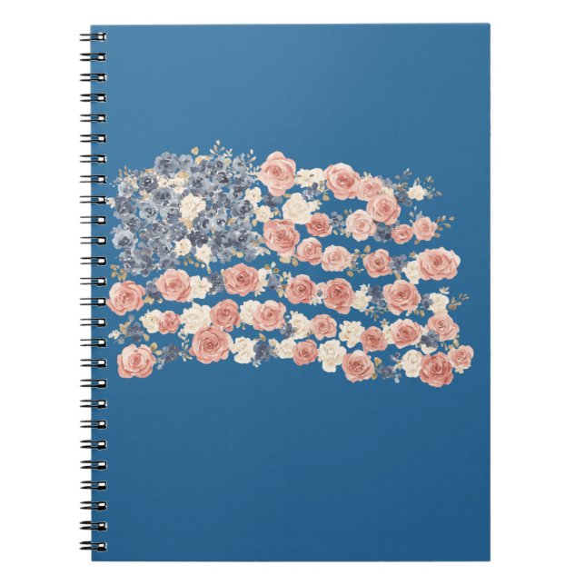 Red White Blue Flowers Notebook (Front)