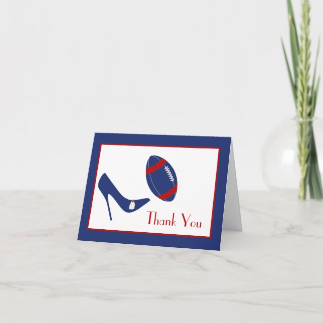 Red, White, & Blue Football Theme Thank You Card (Front)