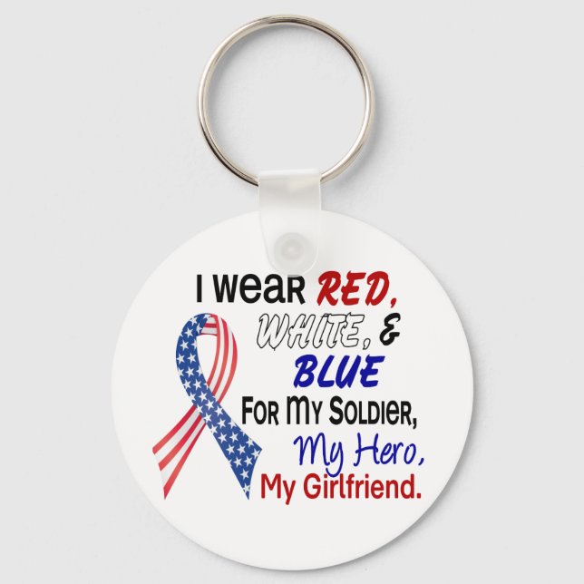 Red White Blue For My Girlfriend Key Ring (Front)