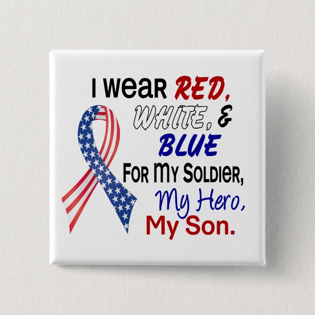Red White Blue For My Son 15 Cm Square Badge (Front)