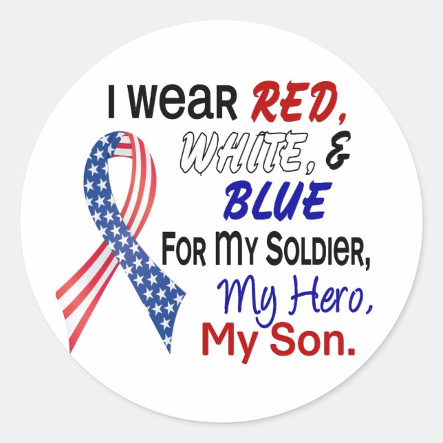 Red White Blue For My Son Classic Round Sticker (Front)