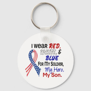 Red White Blue For My Son Key Ring