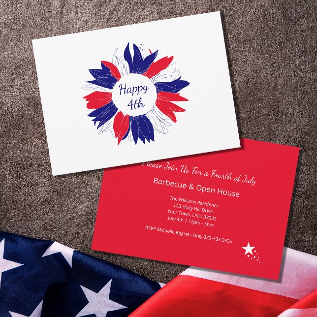 Red White Blue Fourth of July Barbecue Patriotic Invitation (Creator Uploaded)