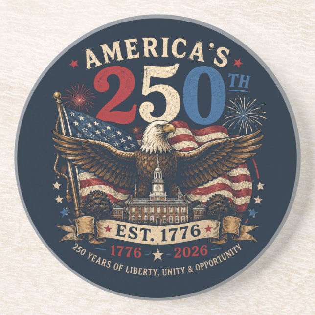 Red White Blue Fourth Of July Coaster (Front)
