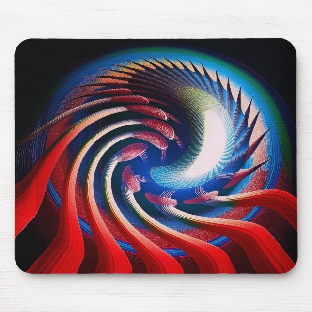 Red White Blue Fractal With Claws & Spikes Mouse Pad (Front)