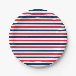 Red White & Blue Fun Family Friends Celebration Paper Plate