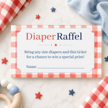 Red White Blue Gingham Diaper Raffle Ticket