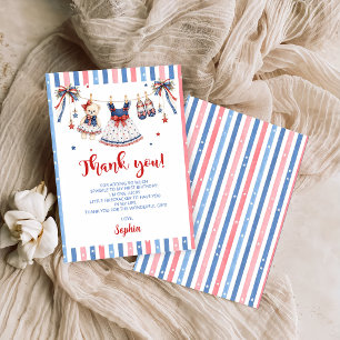 Red White & Blue Girl Birthday Thank You Card