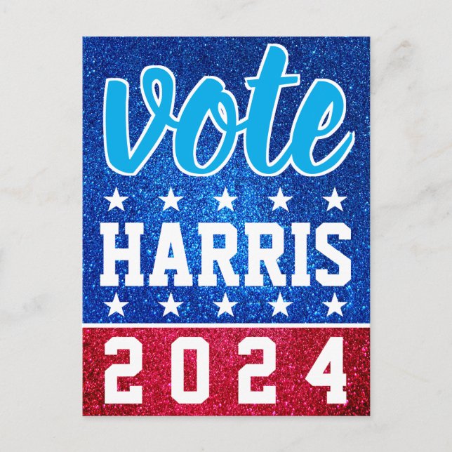 Red White Blue Glitter American Campaign Template Postcard (Front)