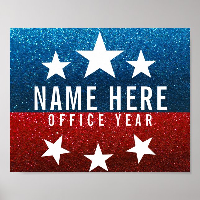 Red White Blue Glitter American Campaign Template Poster (Front)