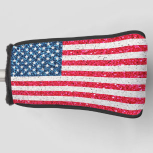 Red White Blue Glitter Patriotic American USA Flag Golf Head Cover