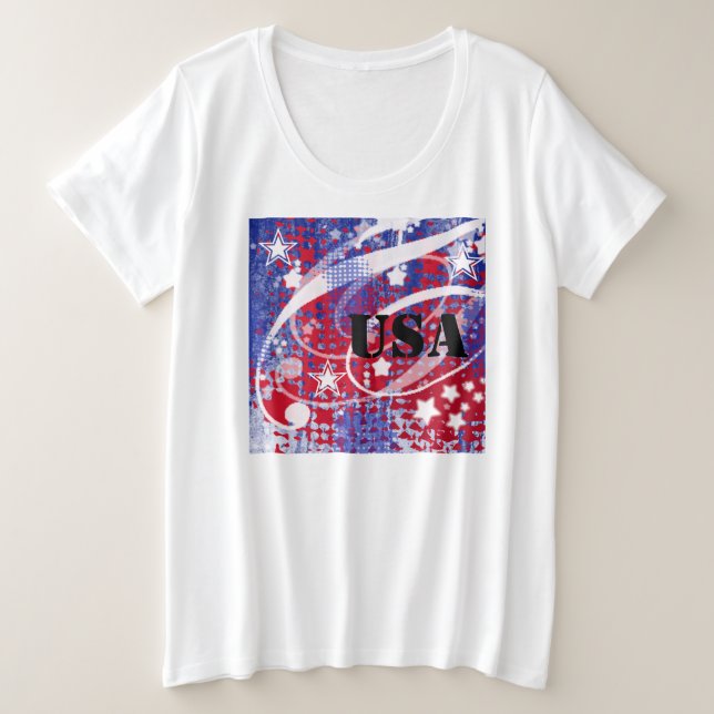 Red, White & Blue Glory Personalised Plus Size T-Shirt (Design Front)