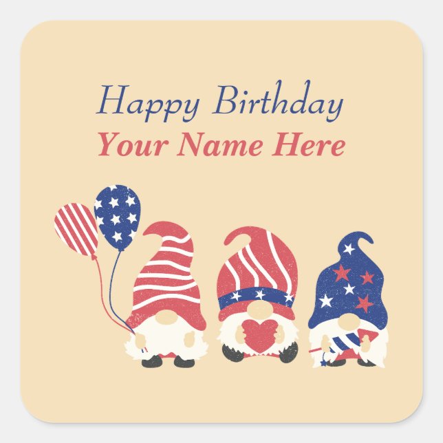 Red, White, Blue Gnomes  Square Sticker (Front)