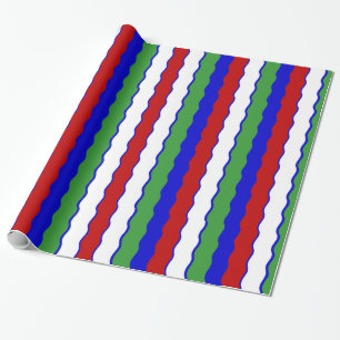 Red, White, Blue & Green Christmas Waves Wrapping Paper