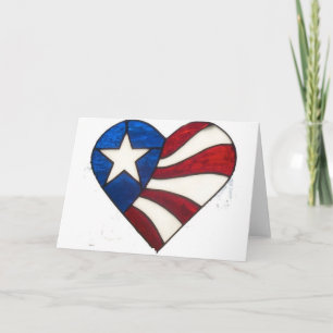 RED WHITE & BLUE HEART CARD