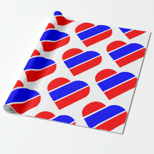 red white blue heart usa patriotic wrapping paper