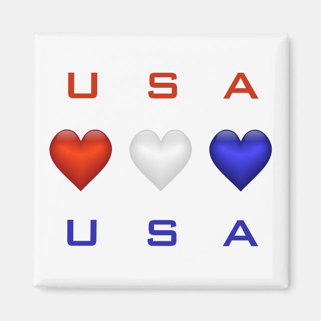 Red White & Blue hearts Magnet (Front)