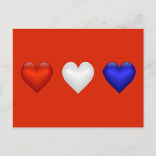 Red White & Blue hearts Postcard