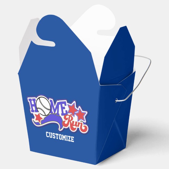 Red White & Blue Home Run Baseball Take-Out Box (Opened)