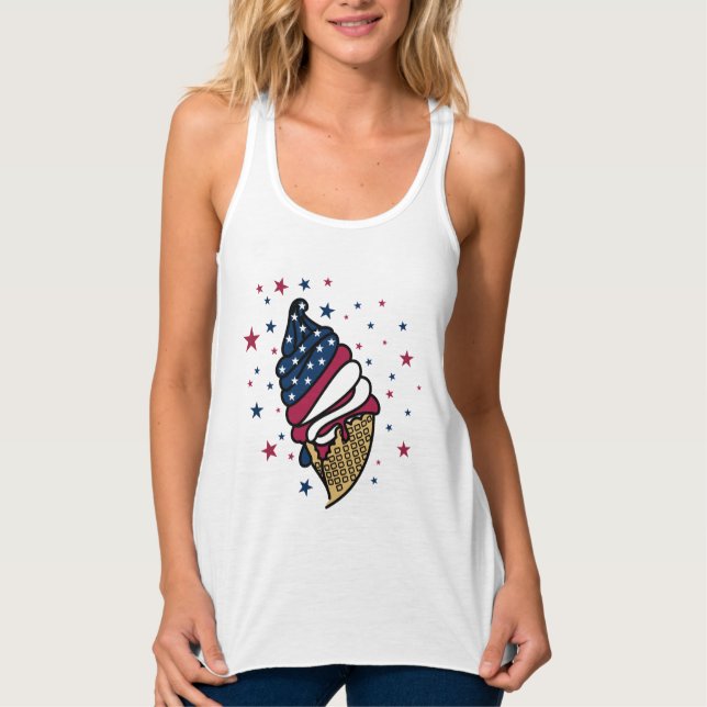 Red White Blue Ice Cream Cone icecreamliciouS Singlet (Front)