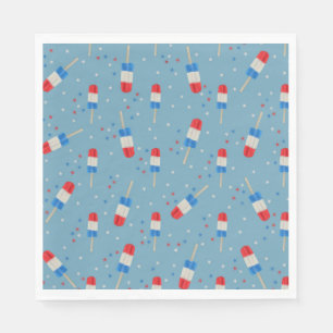 Red White Blue Ice Pops With Stars-Summer Party Napkin