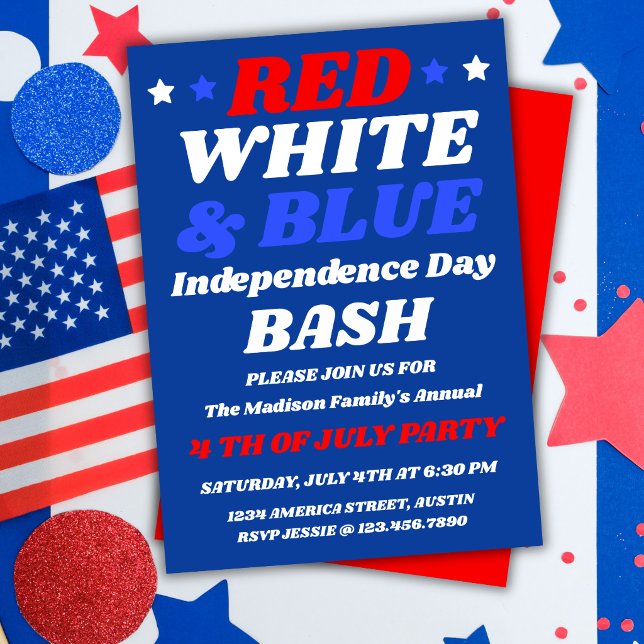 Red White Blue Independence Day Bash Invitation (Creator Uploaded)