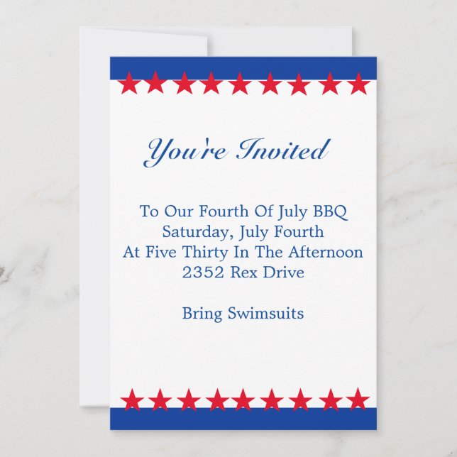 Red, White & Blue Invitation (Front)