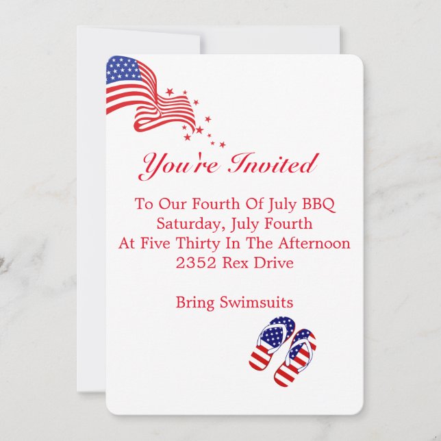 Red, White & Blue Invitation (Front)
