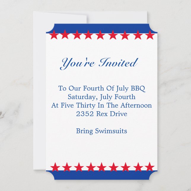 Red, White & Blue Invitation (Front)