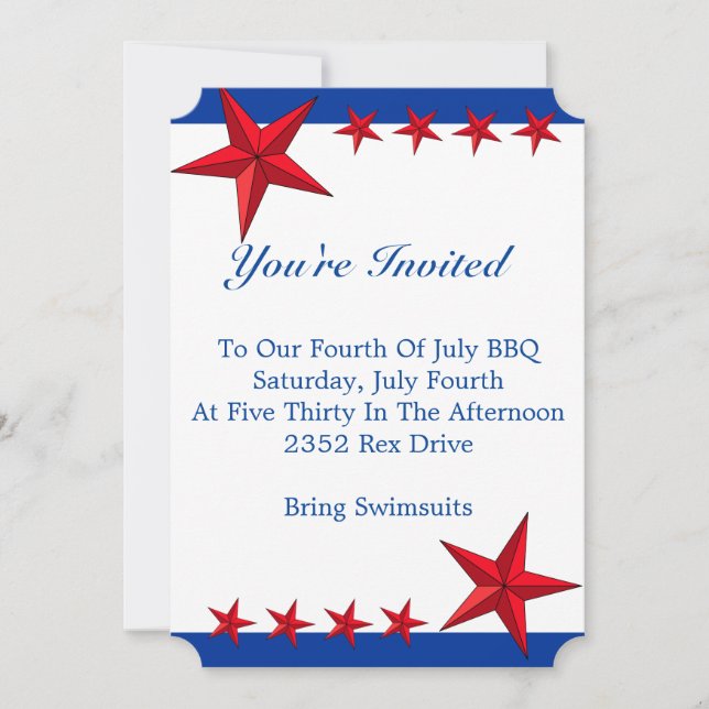 Red, White & Blue Invitation (Front)
