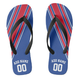 Red White Blue Jersey Stripes /Can Edit Back Jandals