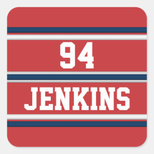 Red White Blue Jersey Stripes Customisable Golf Ha Square Sticker