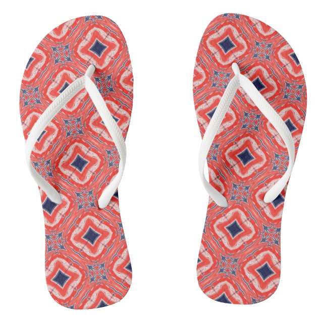 Red White Blue Kaleidoscope  Jandals (Footbed)
