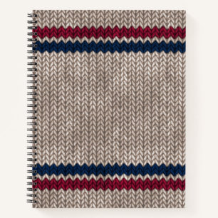 Red White Blue Knit-look Stripe Pattern Notebook
