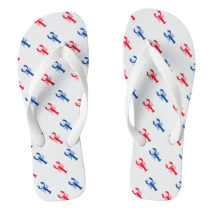 Red white blue lobster pattern Patriotic Beach Tow Jandals